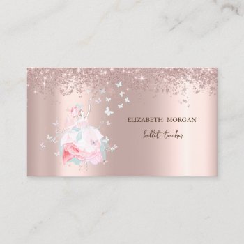 Ballerina Butterflies Confetti Rose Gold  Business Card by Biglibigli at Zazzle