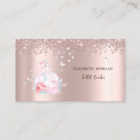 Ballerina Butterflies Confetti Rose Gold  Business Card
