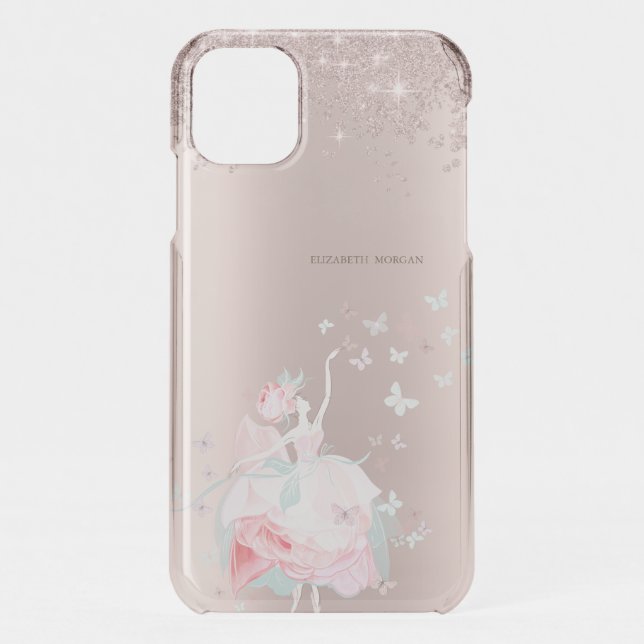 Ballerina Butterflies Confetti Rose Gold  Uncommon iPhone Case (Back)