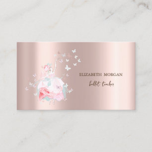 Ballerina Butterflies Rose Gold Business Card