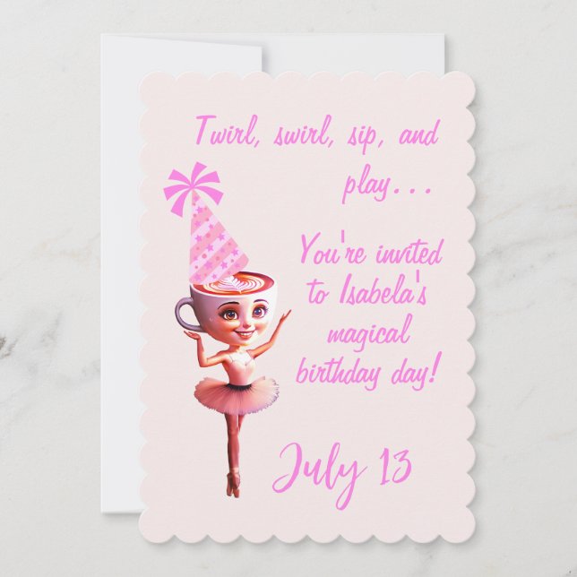 Ballerina Cappucina Birthday Customizable Invitation (Front)