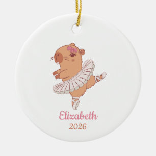 Ballerina Capybara, Adorable Ballet Dancing Ceramic Ornament