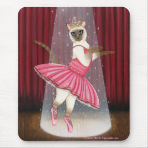 Ballerina Cat Chocolate Point Siamese, Pink Tutu, Mouse Pad