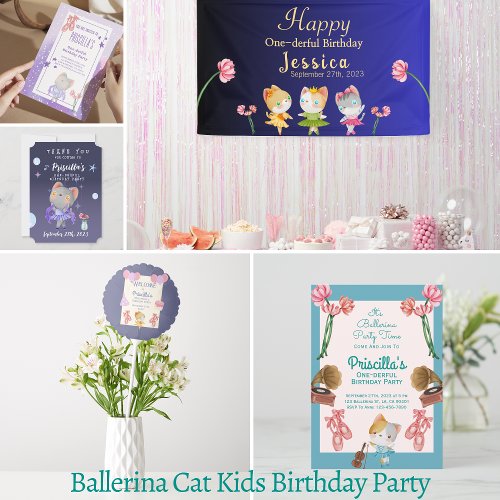 Ballerina Cat Kids Birthday Party Magnet