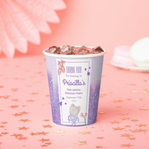 Ballerina Cat Kids Birthday Party Paper Cups