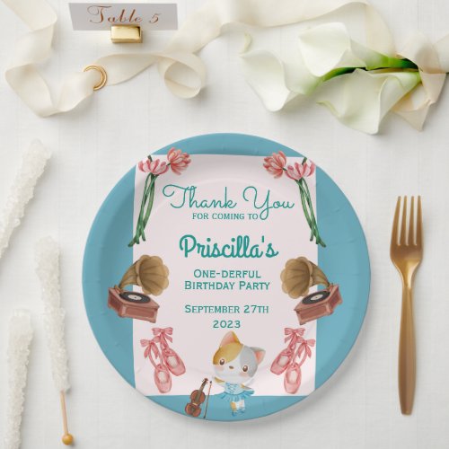 Ballerina Cat Kids Birthday Party Paper Plates