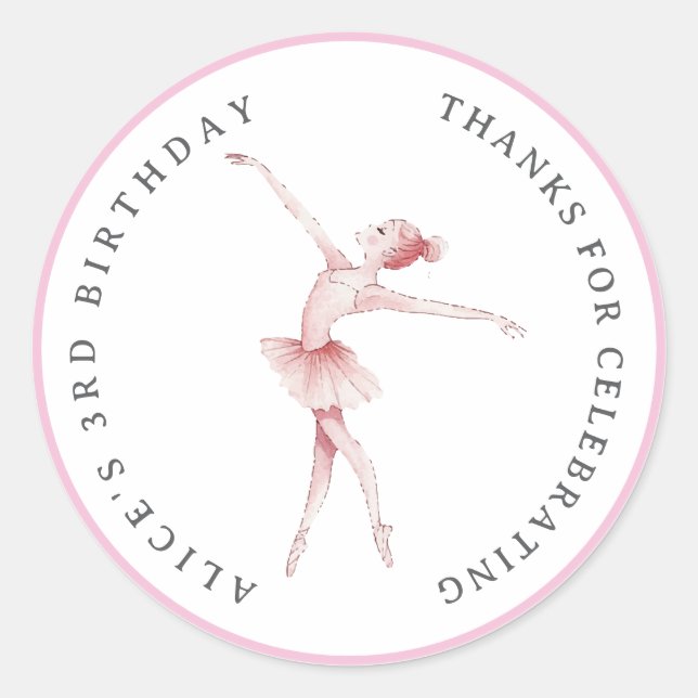 Ballerina Center Stage Birthday Classic Round  Sticker (Front)