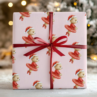 Ballerina Christmas Gift Wrap Paper for kids