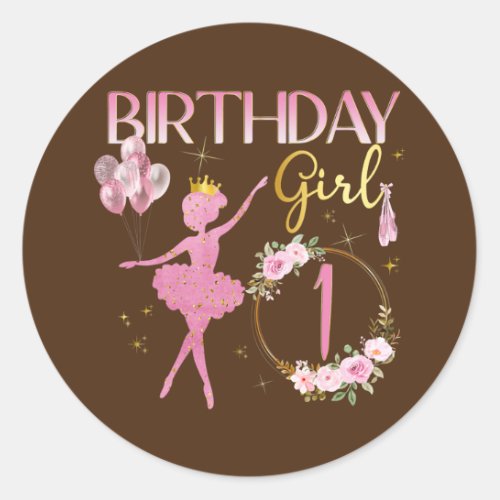 Ballerina Classic Ballet Dancer Birthday Party Classic Round Sticker