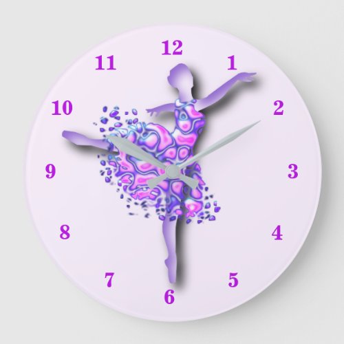 Ballerina Clock Art Purple Ballet Dancer Woman