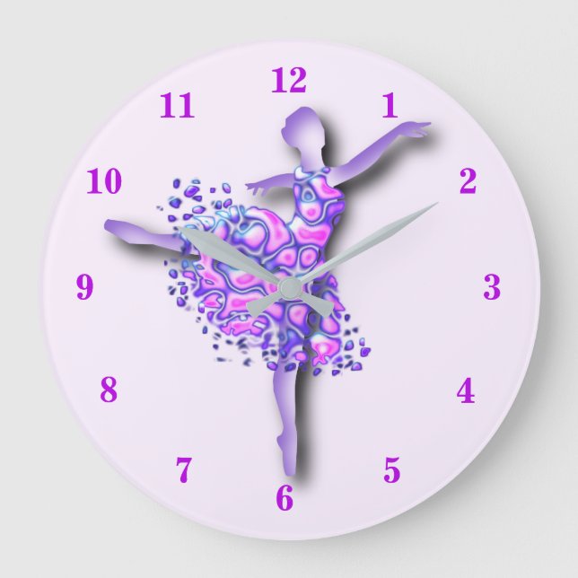 Ballerina Clock Art Purple Ballet Dancer Woman (Front)