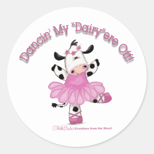 Ballerina Cow Classic Round Sticker