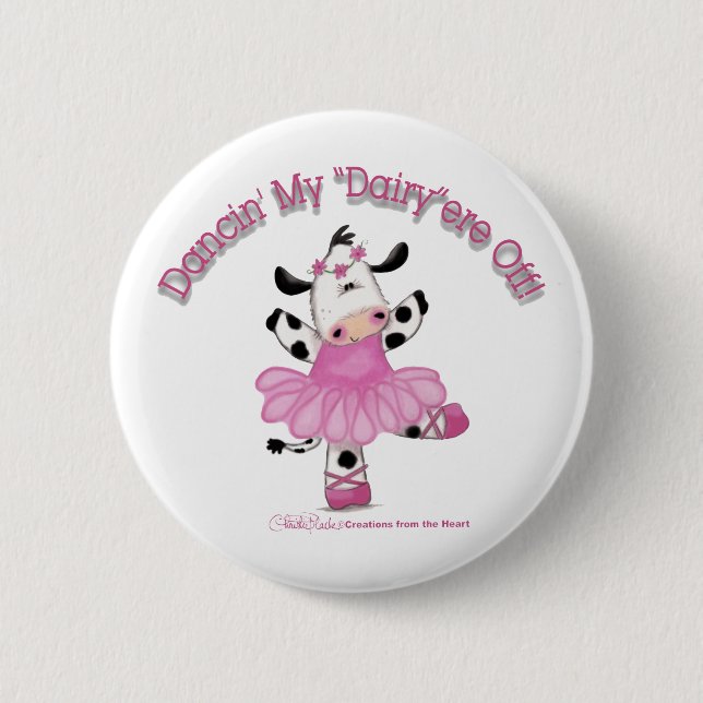 Ballerina Cow Pinback Button (Front)