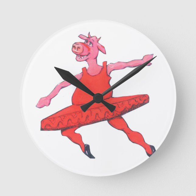 Ballerina Cow Round Clock (Front)