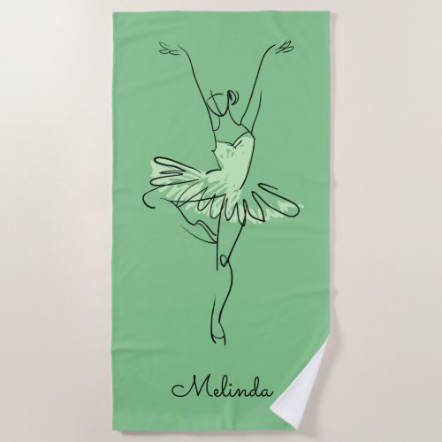 Ballerina custom name  color beach towel