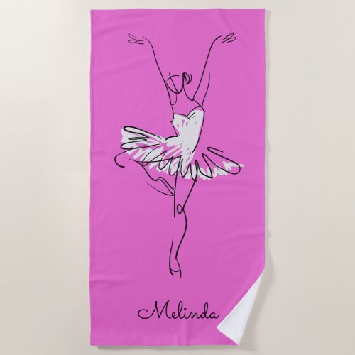 Ballerina custom name  color beach towel