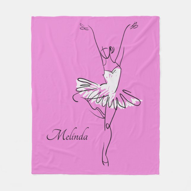 Ballerina custom name & color fleece blankets (Front)