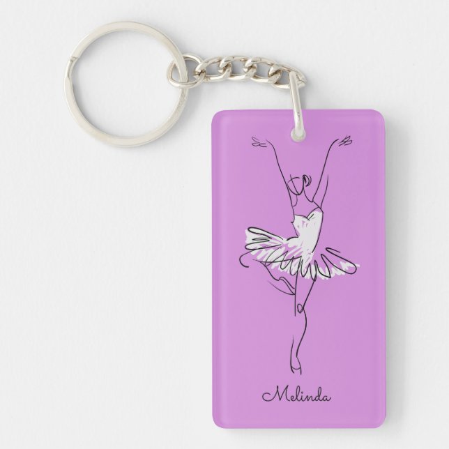 Ballerina custom name & color key chain (Front)