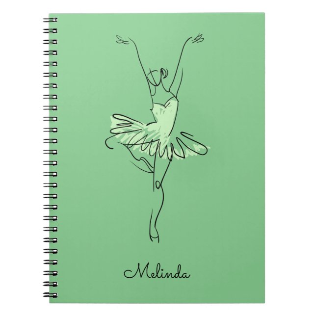 Ballerina custom name & color notebook (Front)
