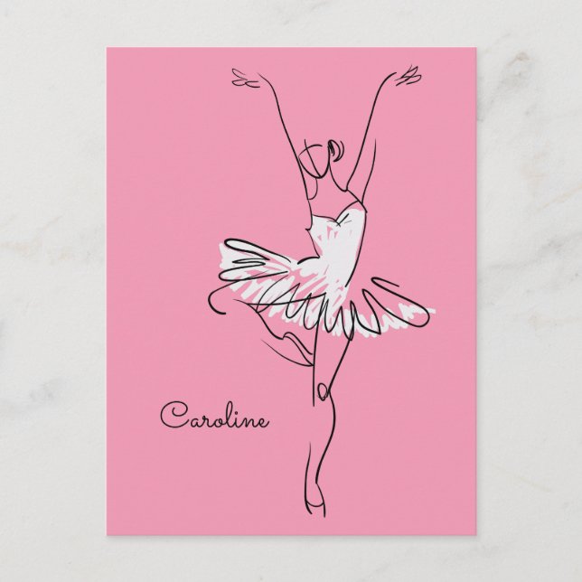 Ballerina custom name & color postcard (Front)