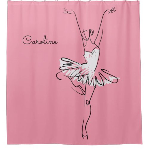 Ballerina custom name  color shower curtain