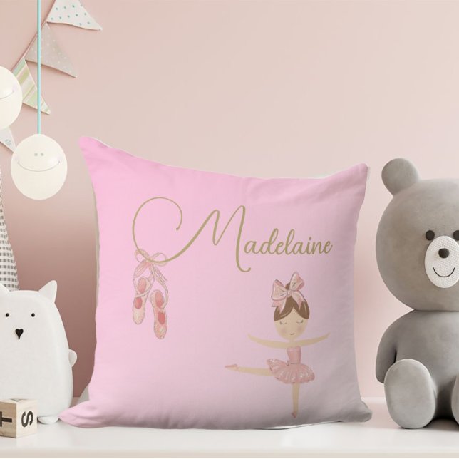 Ballerina Cute Pink Modern Girl Throw Pillow (Creator Uploaded)