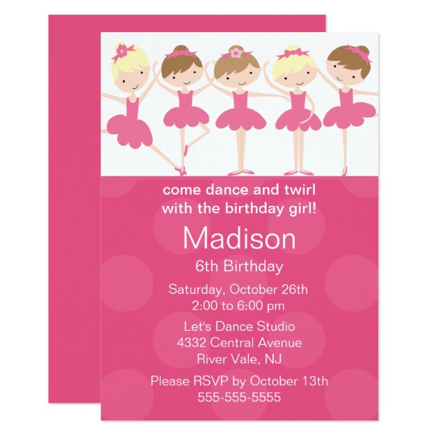 Ballerina Dance Birthday Invitation