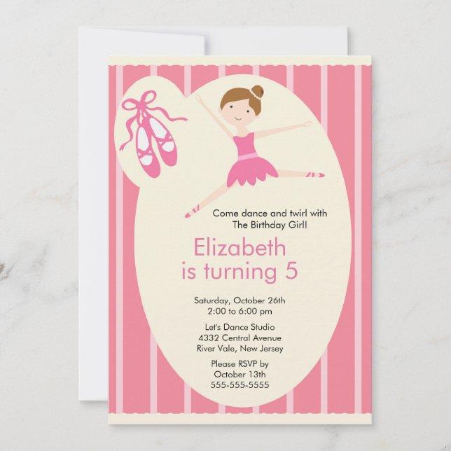 Ballerina Dance Birthday Invitation (Front)