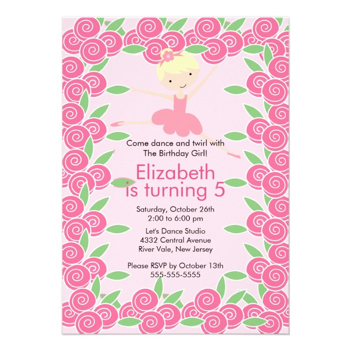 Ballerina Dance Birthday Invitation