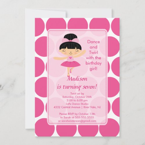 Ballerina Dance Birthday Invitation