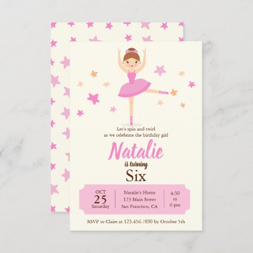 Ballerina Dance Birthday Invitation