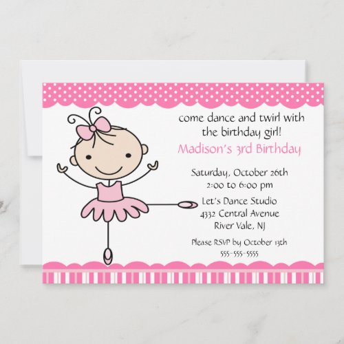Ballerina Dance Birthday Invitation