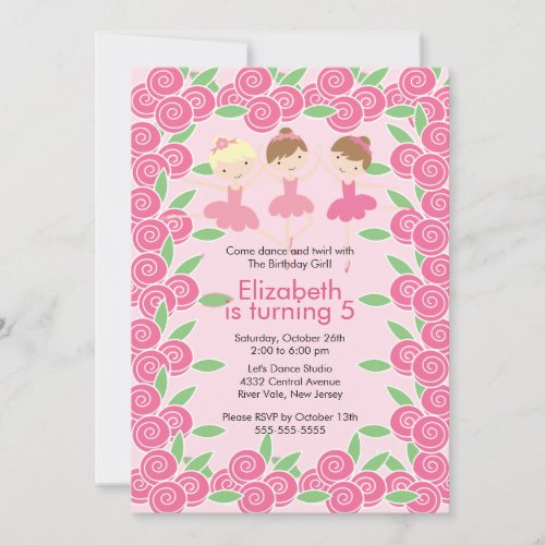 Ballerina Dance Birthday Invitation
