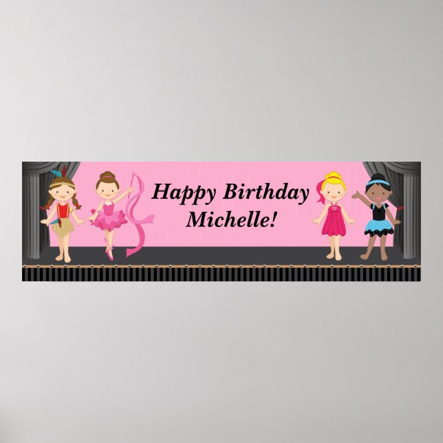 Ballerina Dance Birthday Party Banner 40x12 Poster (Front)