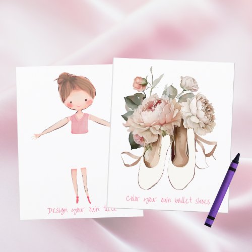 Ballerina Dance Birthday Party Coloring Activity