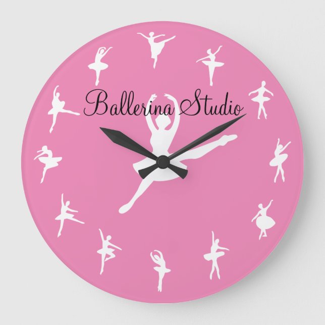 Ballerina Dance Class Theme Wall Large Clock (Front)