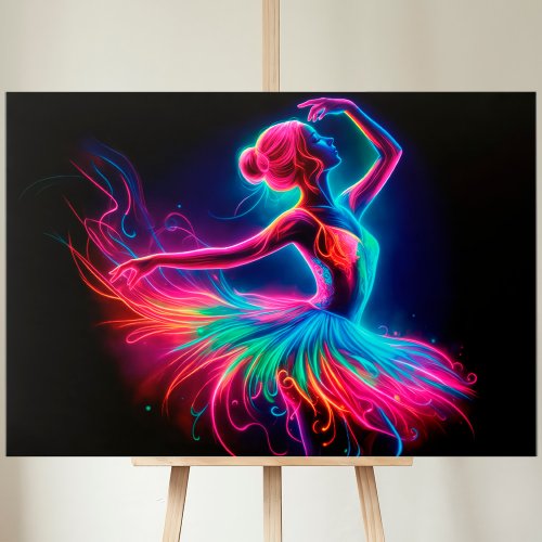 Ballerina dance colorful elegant girl bright neon  canvas print