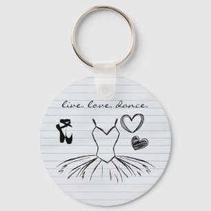 Ballerina Dance Doodles and Notebook Paper Ballet Keychain