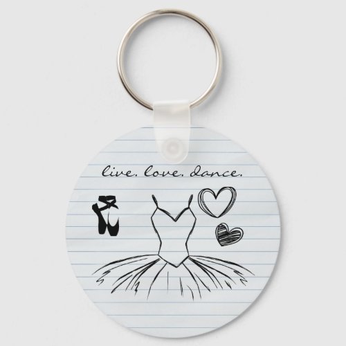 Ballerina Dance Doodles and Notebook Paper Ballet Keychain