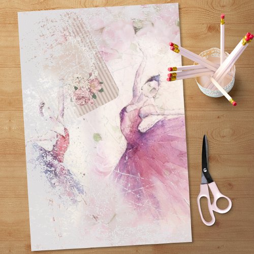 Ballerina Dance Duo Floral Decoupage Tissue Paper