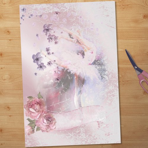 Ballerina Dance Florals Ribbon Decoupage Tissue Paper