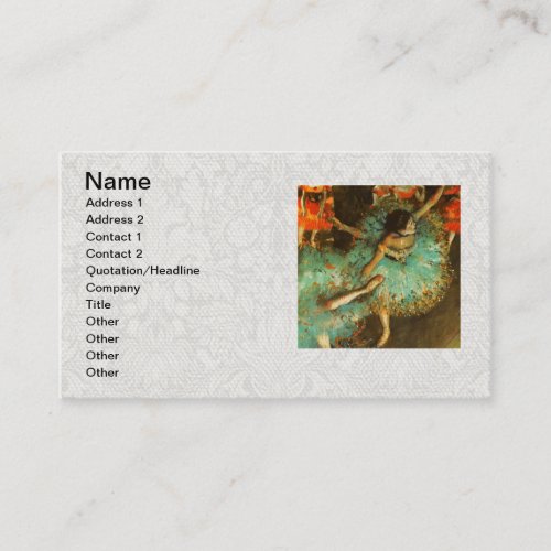 Ballerina Dance Green Dancer Edger Degas Painting Business Card