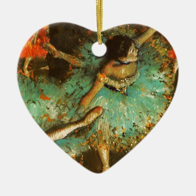 Ballerina Dance Green Dancer Edger Degas Painting Ceramic Ornament (Front)