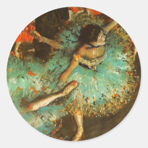Ballerina Dance Green Dancer Edger Degas Painting Classic Round Sticker