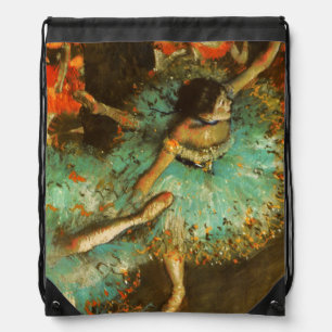 Ballerina Dance Green Dancer Edger Degas Painting Drawstring Bag