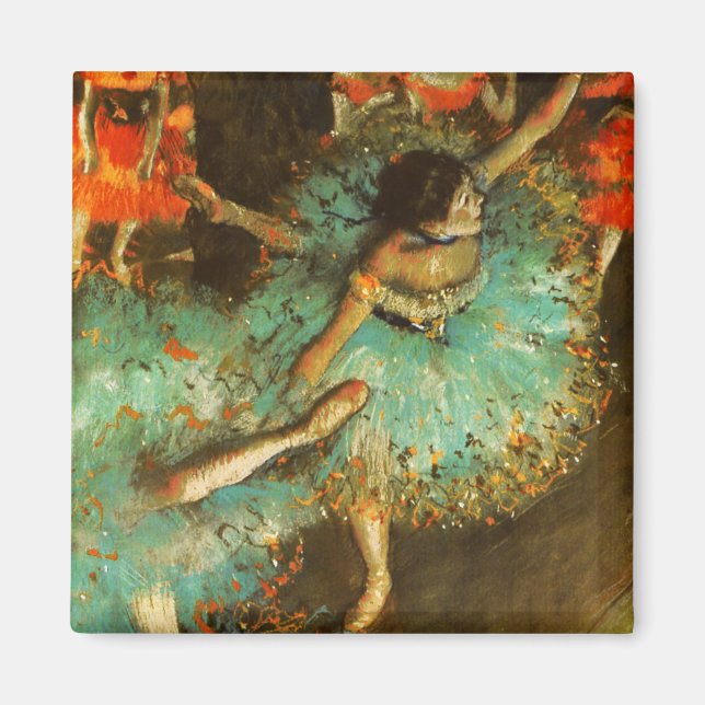 Ballerina Dance Green Dancer Edger Degas Painting Magnet (Front)