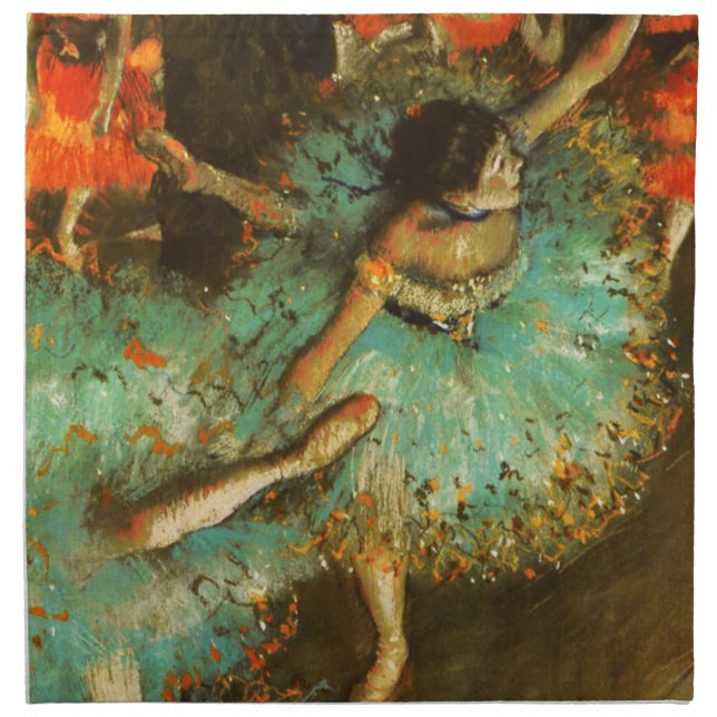 Ballerina Dance Green Dancer Edger Degas Painting Napkin (Front)