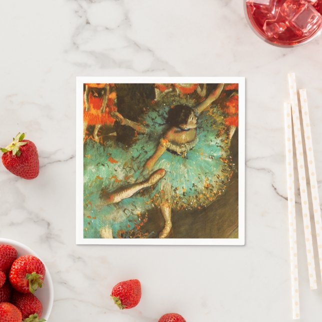 Ballerina Dance Green Dancer Edger Degas Painting Napkins (Insitu)