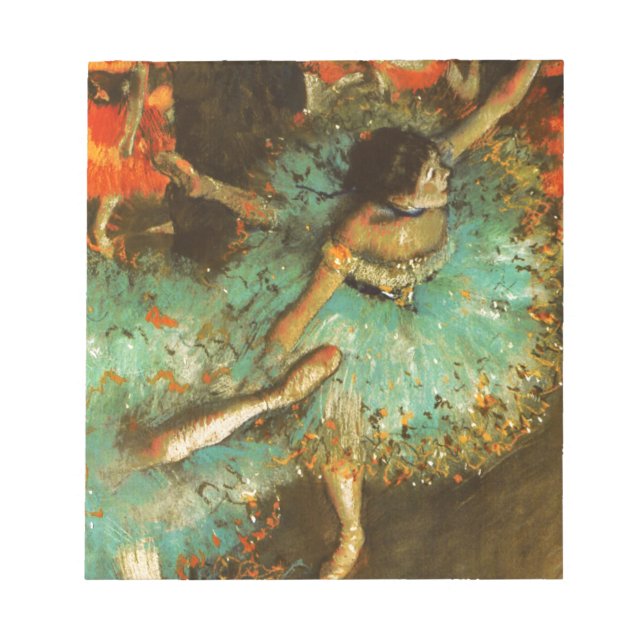 Ballerina Dance Green Dancer Edger Degas Painting Notepad (Front)