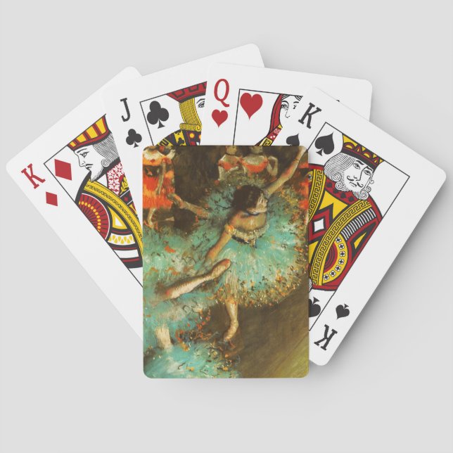 Ballerina Dance Green Dancer Edger Degas Painting Poker Cards (Back)